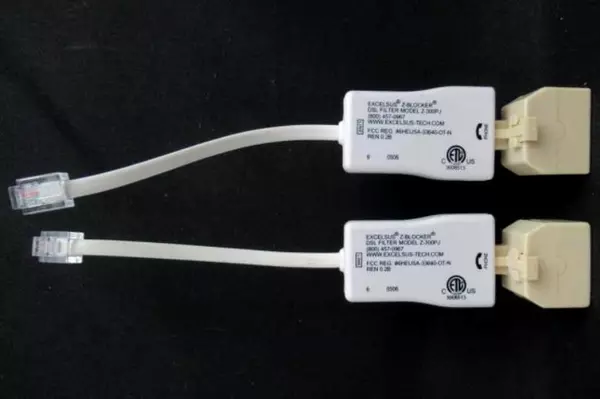 Lot of 3 Excelsus Z-Blocker DSL Filters & 5 Splitters for Internet Upgrade