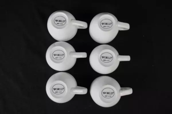 World Tableware White Espresso Cups BW 1154 Basic Round Handle Lot Of 6 