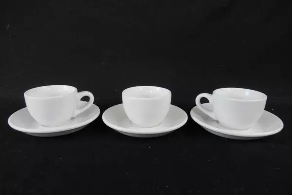 Lot of 3 World Tableware White Espresso Cups Saucers BW 1154 BW 1160 Round