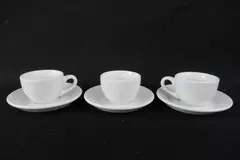 Lot of 3 World Tableware White Espresso Cups Saucers BW 1154 BW 1160 Round