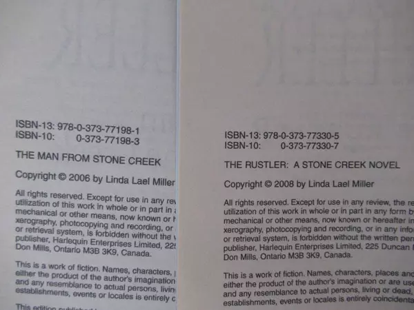 Lot of 2 Linda Lael Miller Harlequin Romance Novels: Rustler & Stone Creek