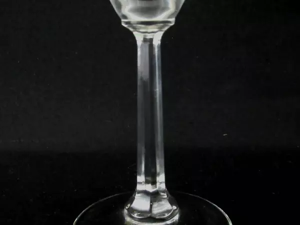 Set of 2 Etched Clear Glass Champagne Flutes with Octagon Stem Letter S