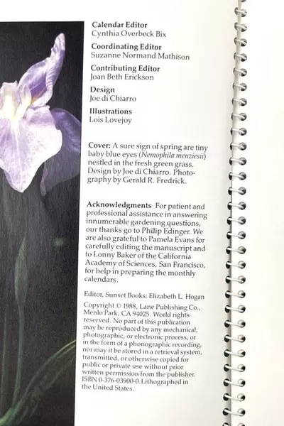 1989 Sunset Western Garden Calendar Planner Hardcover Good Condition