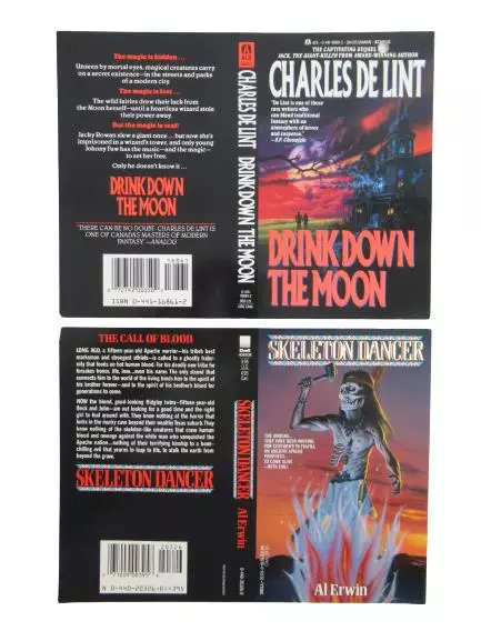 Lot Of 2 Vtg Jim Warren Illustrated Book Covers Drink Down Moon Skeleton Dancer