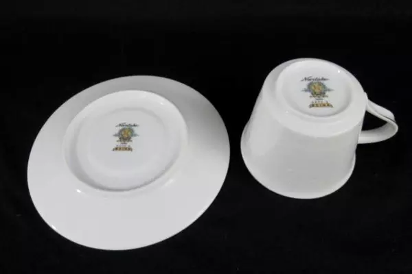 Noritake Reina Cup & Saucer Set Floral Embossed Silver Rim #6450Q