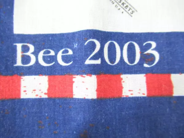 Longaberger Bee 2003 Handkerchief Red White Blue 21.5x22" Collectible