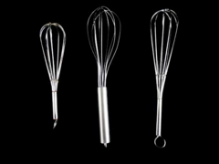 Lot of 3 Silver Tone Balloon Whisks Egg Beaters - Kitchen Utensils Set