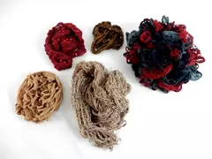 Lot of 5 Women's Scarves - Red, Black, Brown with Sequins & Fringe