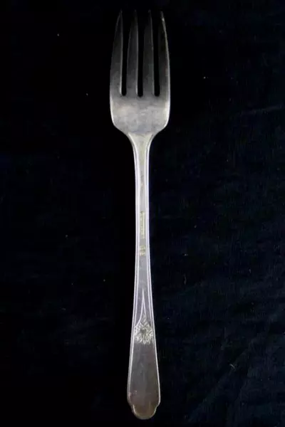 Vintage Wm Rogers Hiawatha Grille Fork 1937 Silverplate Floral 7.5"