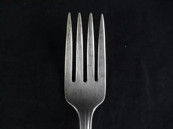 Vintage Wm Rogers Hiawatha Grille Fork 1937 Silverplate Floral 7.5"