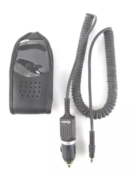 Sanyo Car Charger Cable & Faux Leather Case for Nikon - Untested