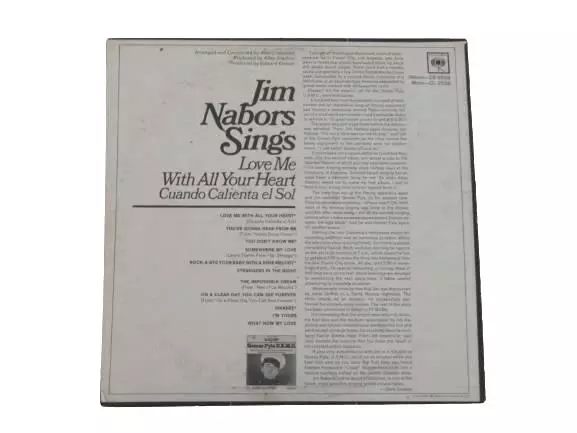 Jim Nabors Sings Love Me With All Your Heart Vinyl Record Columbia CS9358