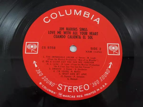 Jim Nabors Sings Love Me With All Your Heart Vinyl Record Columbia CS9358