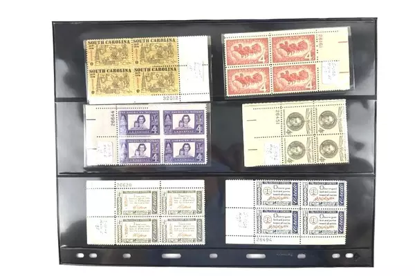 Lot of 12 MNH US Plate Block Stamps 1950s-60s Winter Olympics & Women