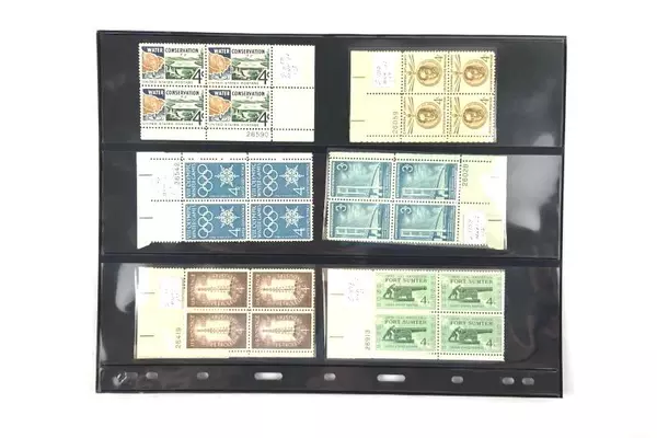 Lot of 12 MNH US Plate Block Stamps 1950s-60s Winter Olympics & Women