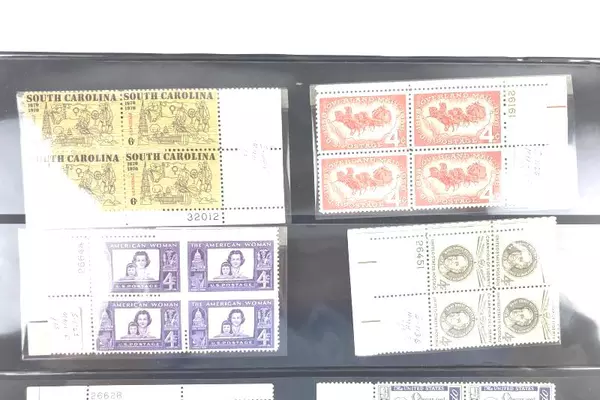 Lot of 12 MNH US Plate Block Stamps 1950s-60s Winter Olympics & Women