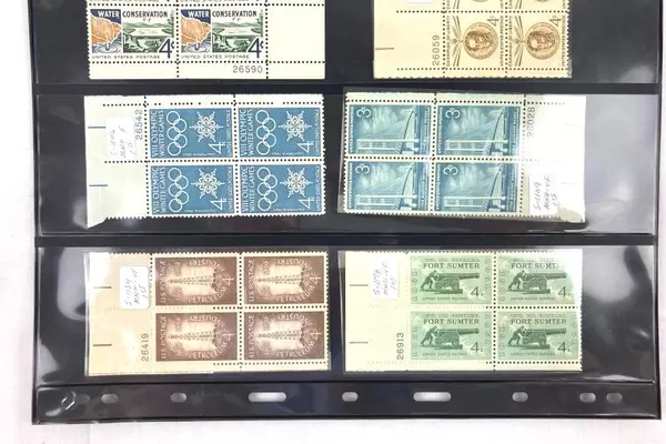 Lot of 12 MNH US Plate Block Stamps 1950s-60s Winter Olympics & Women