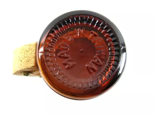 Amber Gold Tone Shot Glass "I'm Only A Small Drinker" with Wood Handle