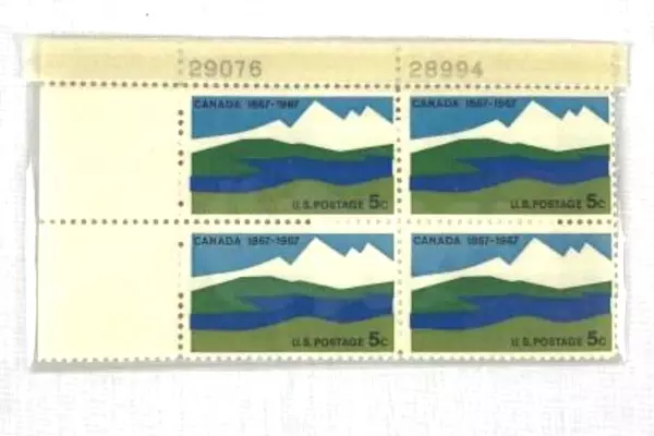 Lot of 12 Vintage US Plate Block Stamps - Lions, Thoreau, Eisenhower & More