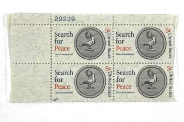 Lot of 12 Vintage US Plate Block Stamps - Lions, Thoreau, Eisenhower & More