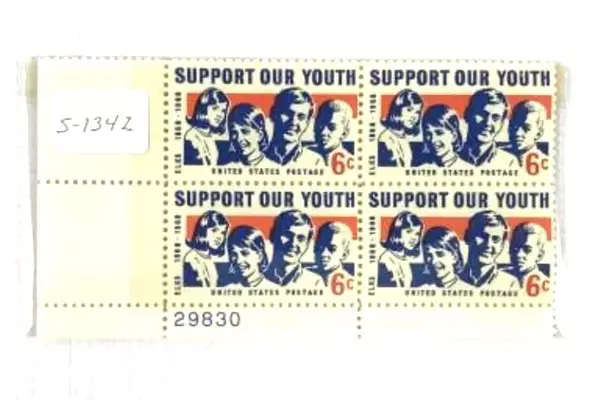 Lot of 12 Vintage US Plate Block Stamps - Lions, Thoreau, Eisenhower & More