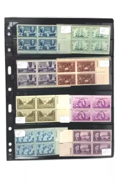 Lot of 8 Mint Never Hinged US Plate Block Stamps 1950s Themes Collection