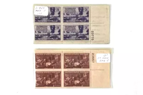 Lot of 8 Mint Never Hinged US Plate Block Stamps 1950s Themes Collection