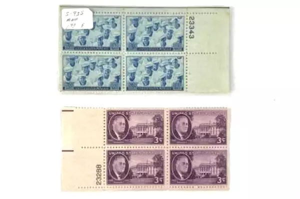 Lot of 8 Mint Never Hinged US Plate Block Stamps 1950s Themes Collection