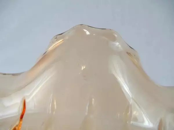 Lot of 2 Vintage Carnival Glass Bowl Marigold Orange Floral Amber Split Dish 