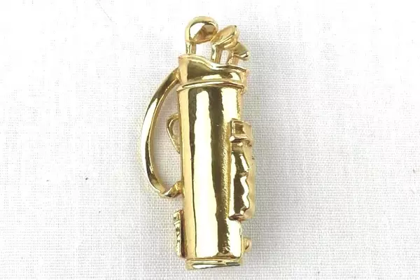 Vintage Gold Tone Golf Bag Pendant Brooch - Collectible Jewelry Gift