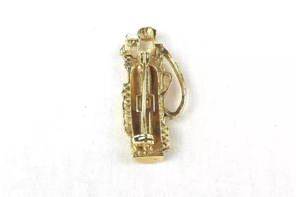 Vintage Gold Tone Golf Bag Pendant Brooch - Collectible Jewelry Gift