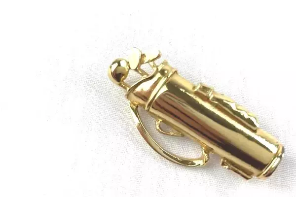 Vintage Gold Tone Golf Bag Pendant Brooch - Collectible Jewelry Gift