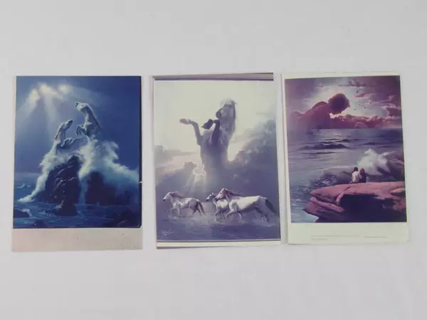 Lot of 5 Vintage Jim Warren Surreal Art Prints - Horses & More
