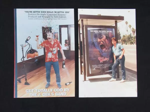 Lot of 2 Vintage Jim Warren Surreal Photos - 80s Blue Monkey Art