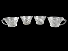 Lot of 4 Anchor Hocking Prescut Clear Glass Punch Cups Replacements Handle Star