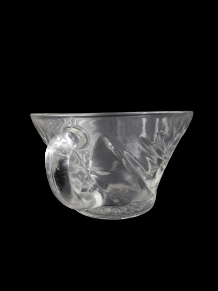 Lot of 4 Anchor Hocking Prescut Clear Glass Punch Cups Replacements Handle Star