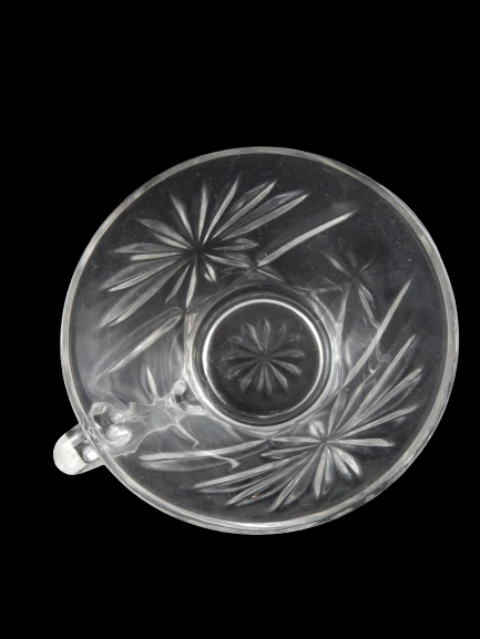 Lot of 4 Anchor Hocking Prescut Clear Glass Punch Cups Replacements Handle Star