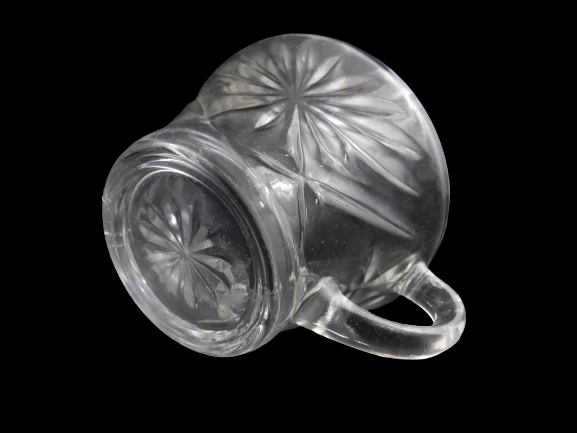 Lot of 4 Anchor Hocking Prescut Clear Glass Punch Cups Replacements Handle Star