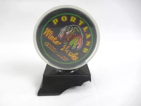Autographed Portland Winter Hawks Hockey Puck 1996-1997 WHL Souvenir Display