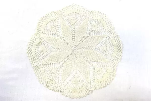 Handmade White Crocheted Doily 10" Floral Vintage Linen Decor - Good Condition