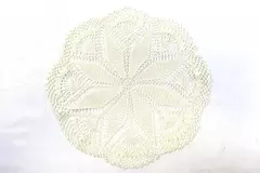 Handmade White Crocheted Doily 10" Floral Vintage Linen Decor - Good Condition