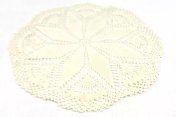 Handmade White Crocheted Doily 10" Floral Vintage Linen Decor - Good Condition