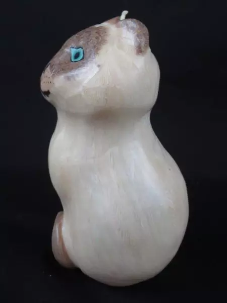 Siamese Cat Wax Candle 5.75" Beige Brown Blue Eyes Collectible Figure