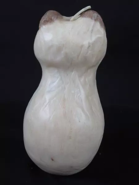 Siamese Cat Wax Candle 5.75" Beige Brown Blue Eyes Collectible Figure