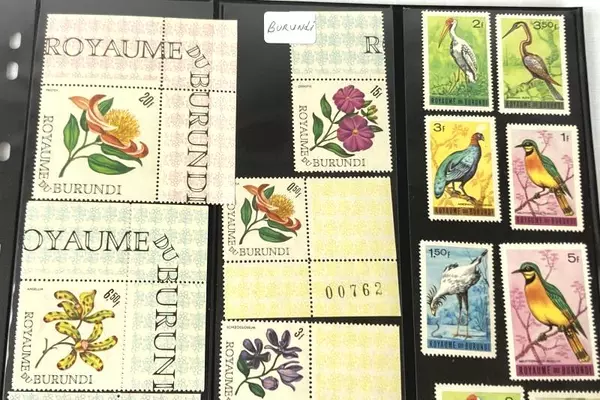 Lot of 18 MNH 1970s Burundi Stamps - Birds & Flowers F Plate Blocks