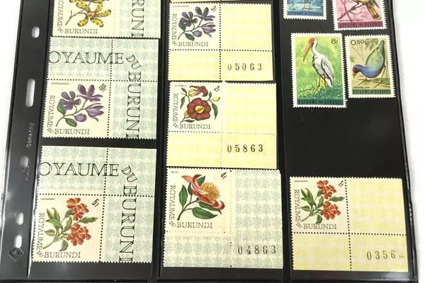 Lot of 18 MNH 1970s Burundi Stamps - Birds & Flowers F Plate Blocks