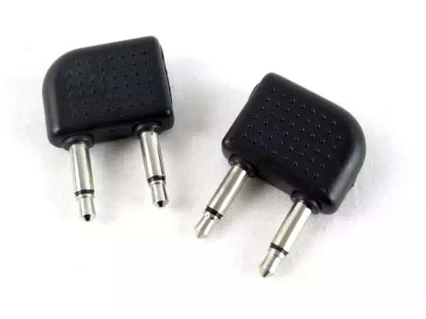 Lot of 2 Black 3.5mm Headphone Aux Adapters for Aviation Use
