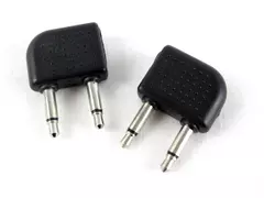 Lot of 2 Black 3.5mm Headphone Aux Adapters for Aviation Use