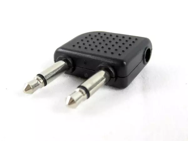 Lot of 2 Black 3.5mm Headphone Aux Adapters for Aviation Use