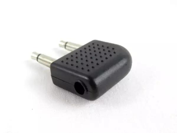 Lot of 2 Black 3.5mm Headphone Aux Adapters for Aviation Use